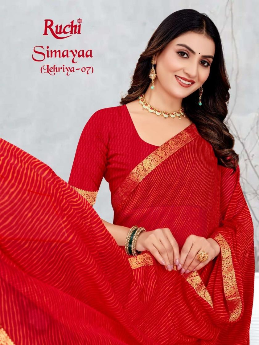 simayaa lehriya vol 7 by star ruchi chiffon casual saree for womens 