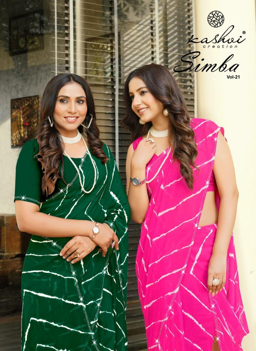 simba vol 21 by kashvi creation georgette lahariya print saree for womens 