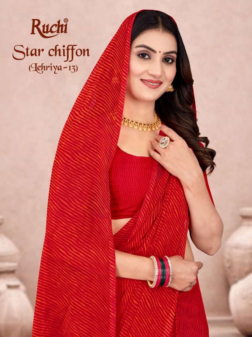 star chiffon lehriya vol 13 by ruchi chiffon daily wear fancy sarees  