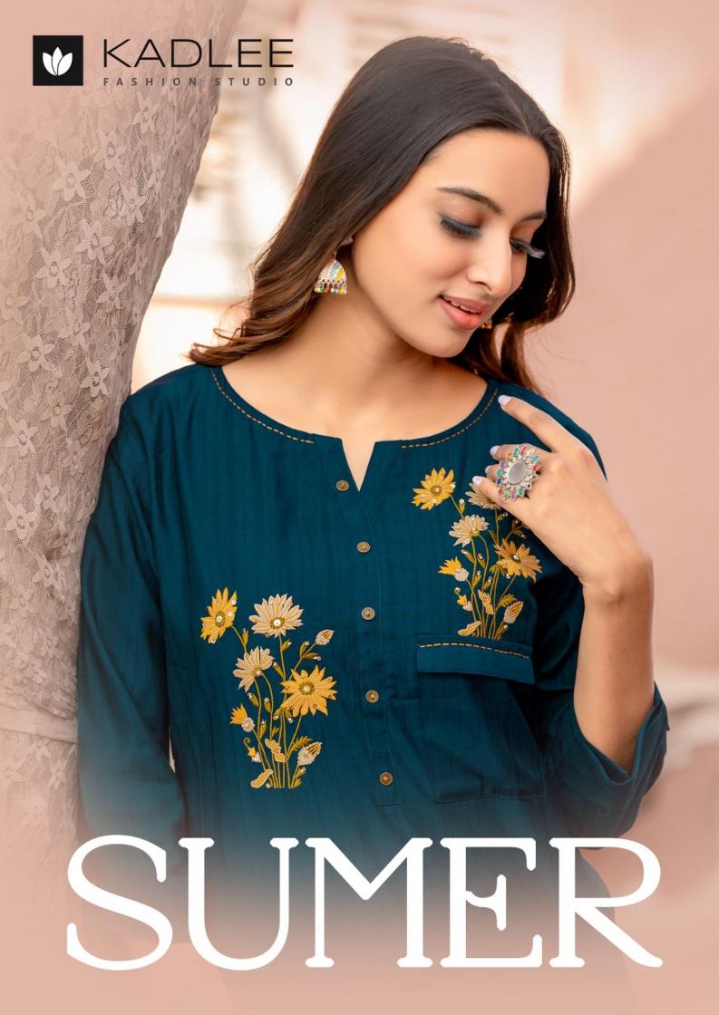 sumer by kadlee rayon readymade classic long kurtis 