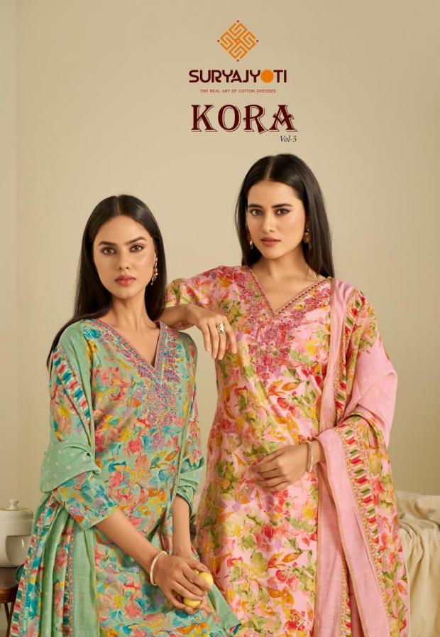 suryajyoti kora vol 5 modal discharge print modern salwar kameez 