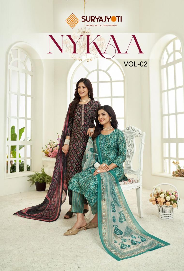 suryajyoti nykaa vol 2 beautiful modal print full stitch salwar kameez 