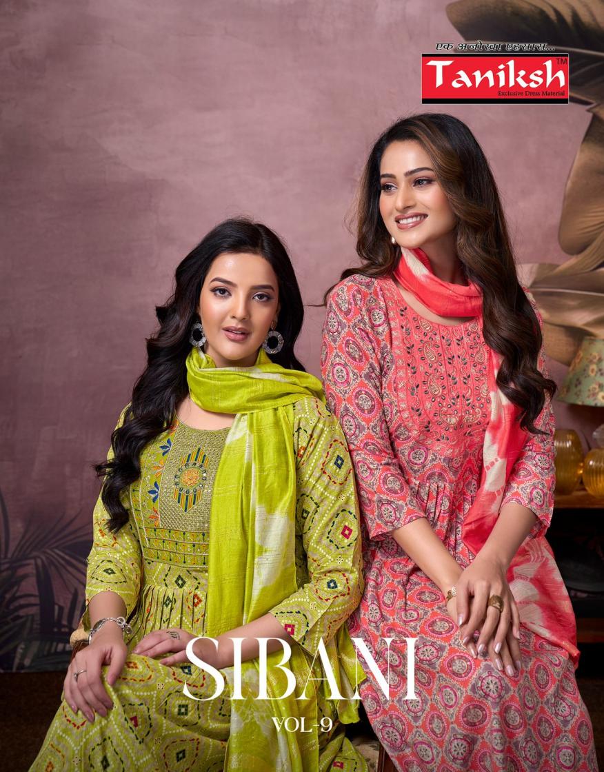 taniksh sibani vol 9 rayon readymade gorgeous look salwar suit 