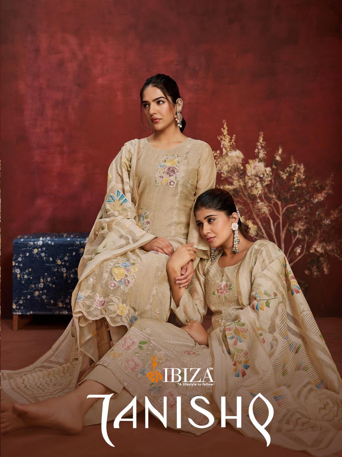 tanishq by ibiza orgenic sen silk designer dress materials  