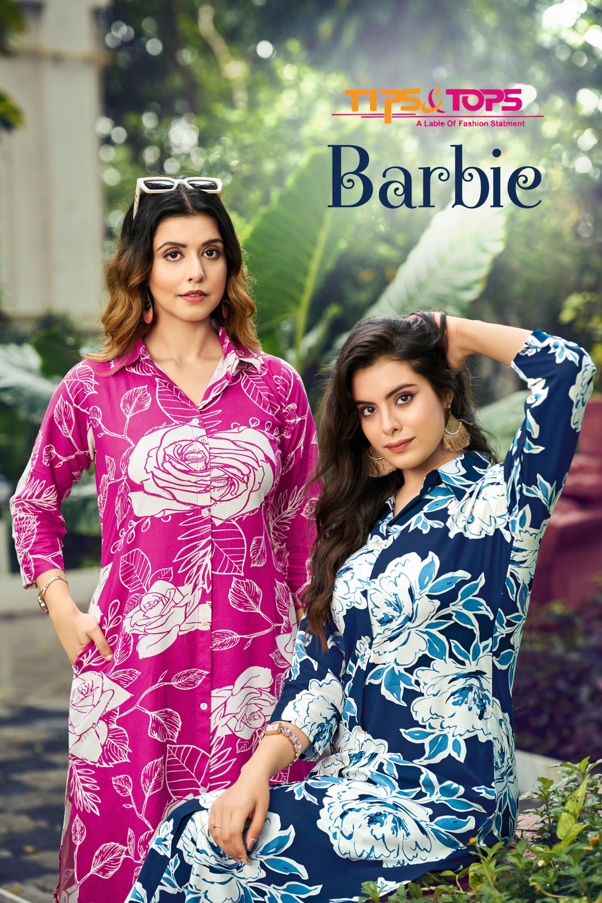 tips & tops barbie fancy heavy rayon print stitched kurti and pant Wholesale
