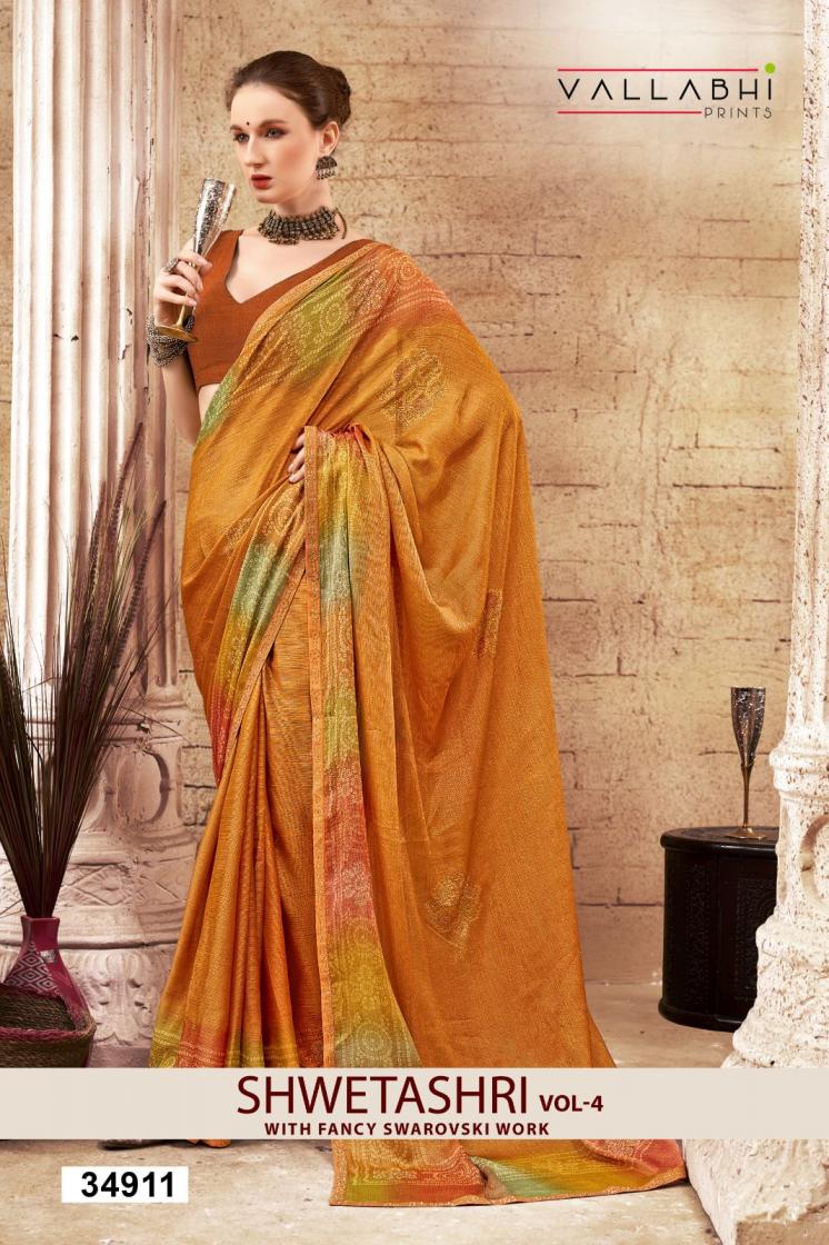 vallabhi prints shwetashri vol 4 brasso bandhani print saree for womens 