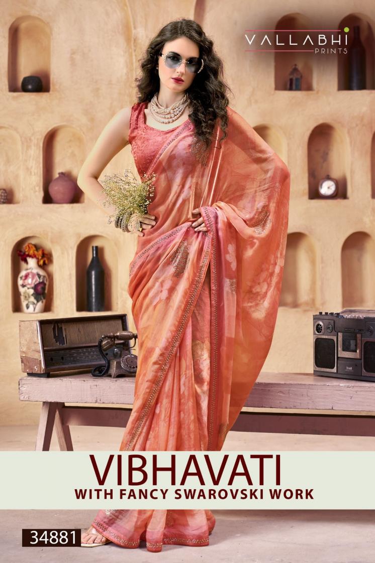 vallabhi prints vibhavati fancy swarovski saree supplier 