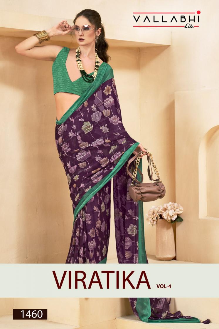viratika vol 4 by vallabhi lite georgette daily wear sarees exports 
