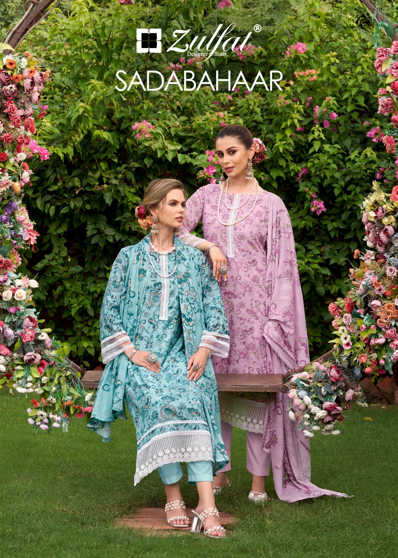 zulfat designer sadabahaar cotton fully stitch big size pakistani suit for womens 