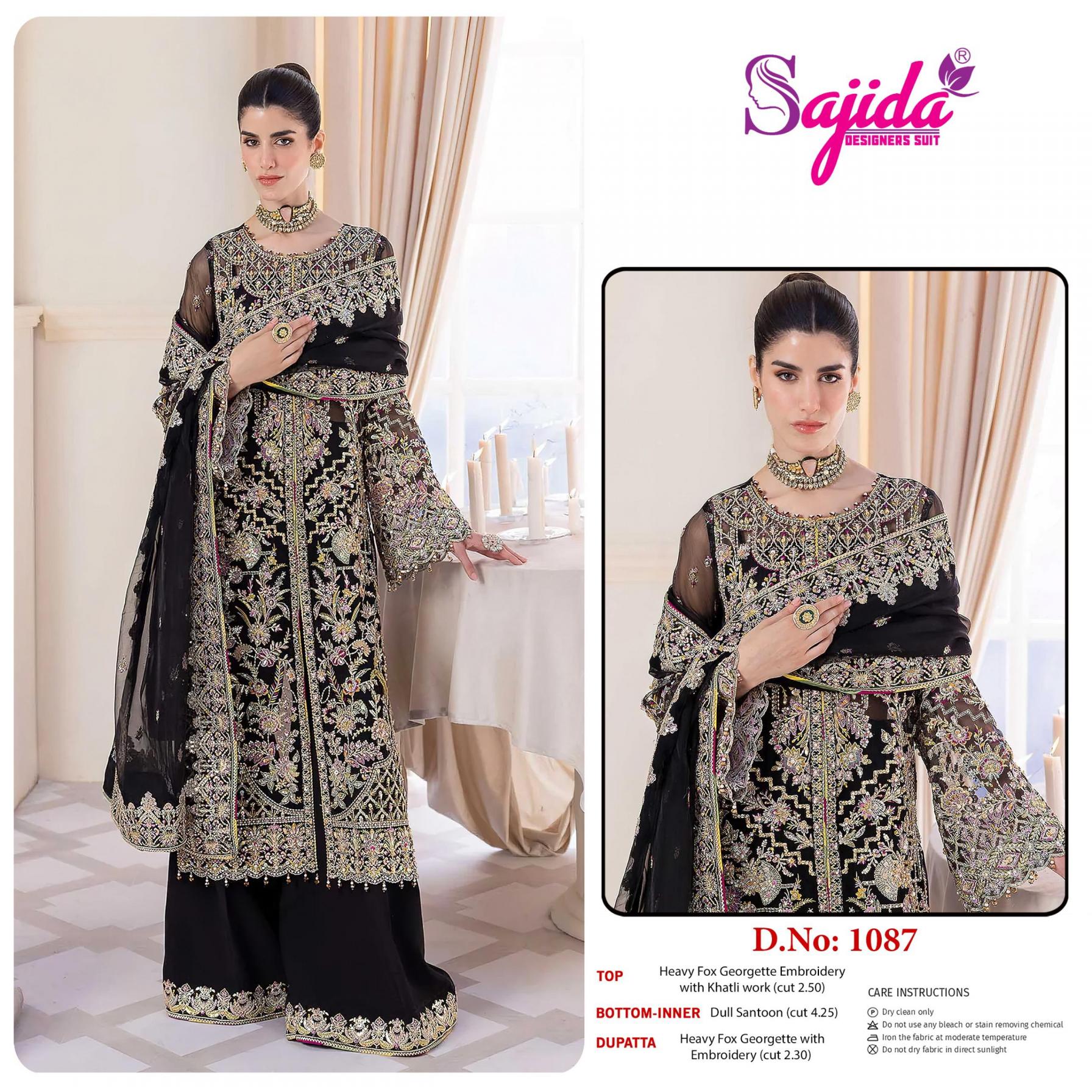 1087 by sajida designer georgette pakistani suits online shopping