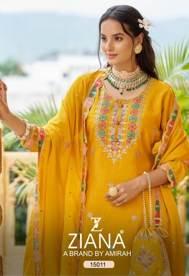 15011 by ziana chinon silk full stitch combo sharara kurti with dupatta online 