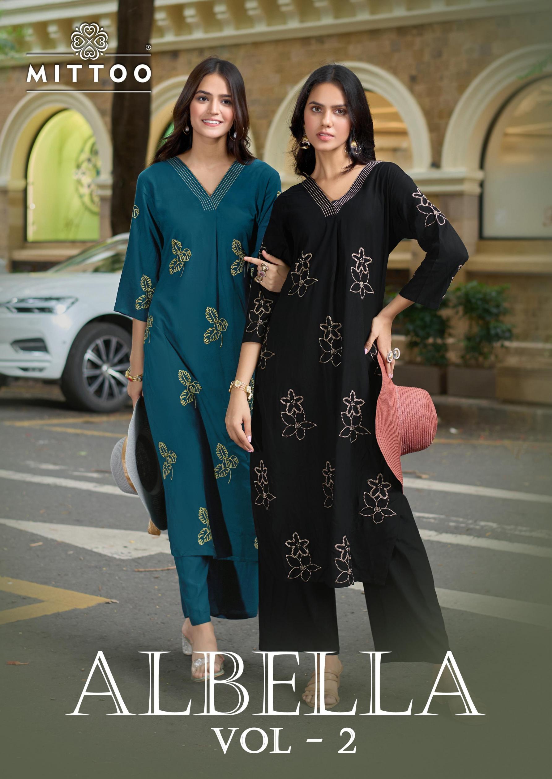 albella vol 2 by mittoo rayon daily wear readymade kurti with plazzo for girls 