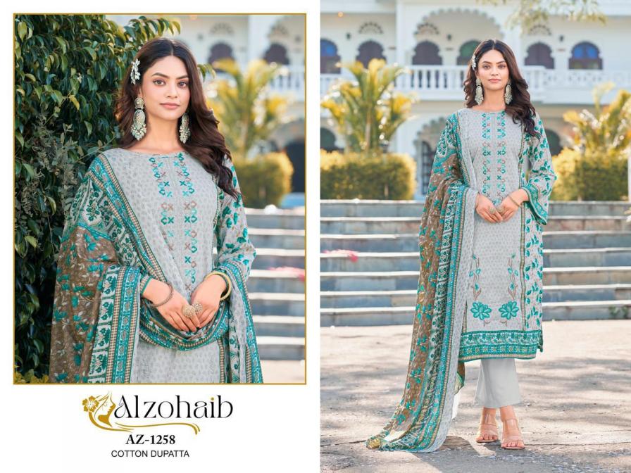 alzohaib 1210-1258 cotton modern pakistani print suit for womens 