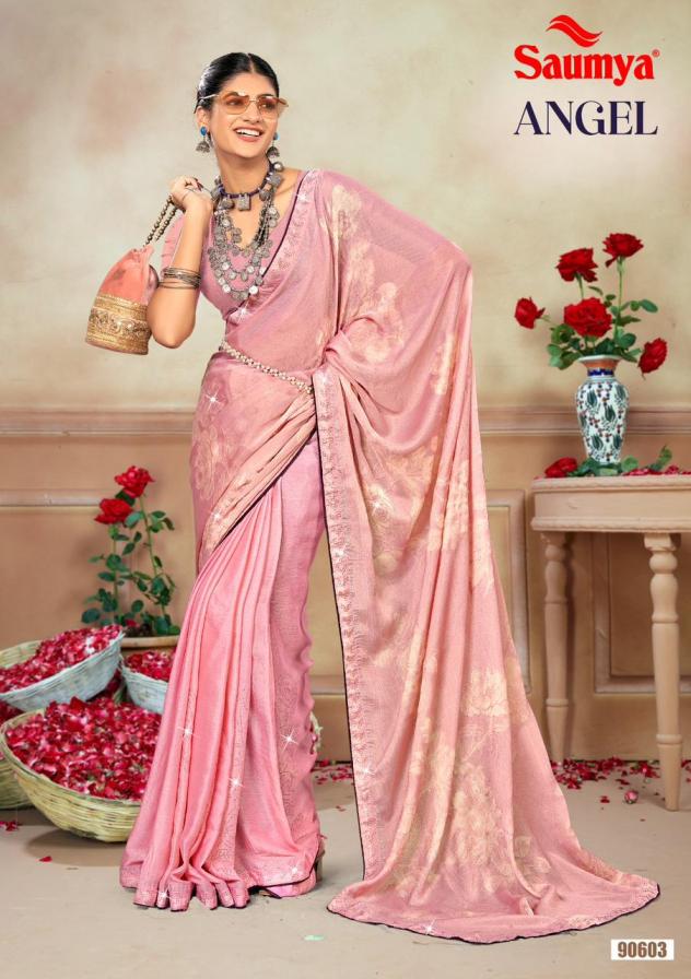 angel by saumya chiffon brasso gorgeous look saree 