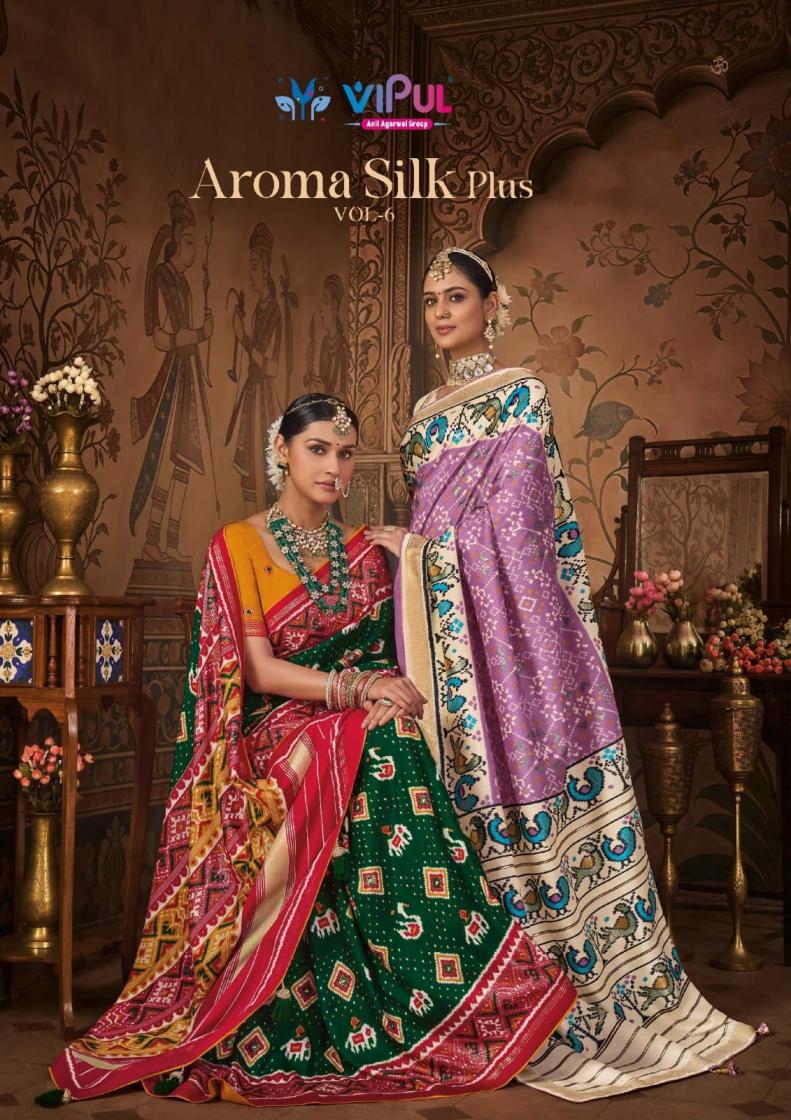 aroma silk plus vol 6 by vipul fashion hit design silk sarees 