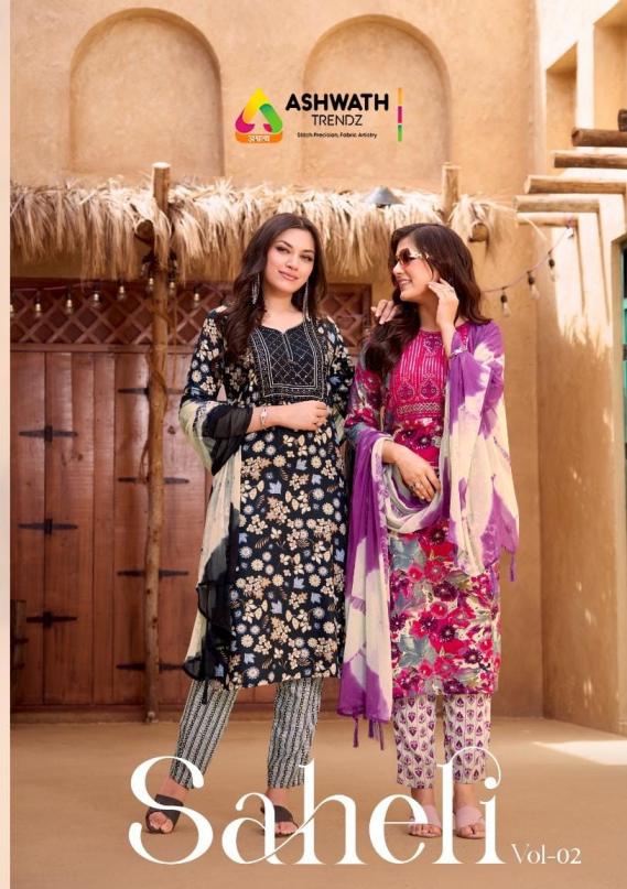 ashwath trendz saheli vol 2 rayon combo set readymade suit for womems 