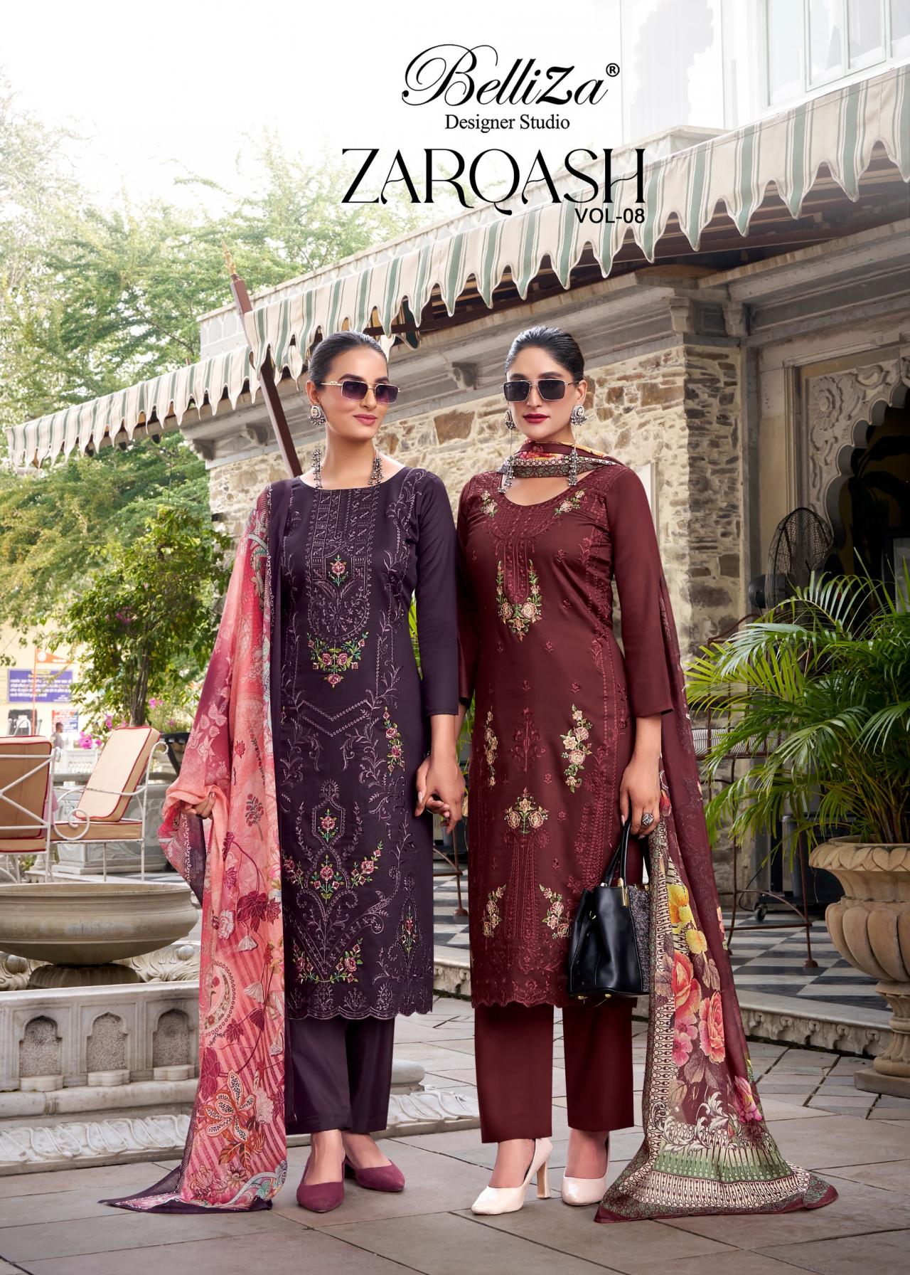 belliza designer zarqash vol 8 jam modern pakistani salwar kameez 
