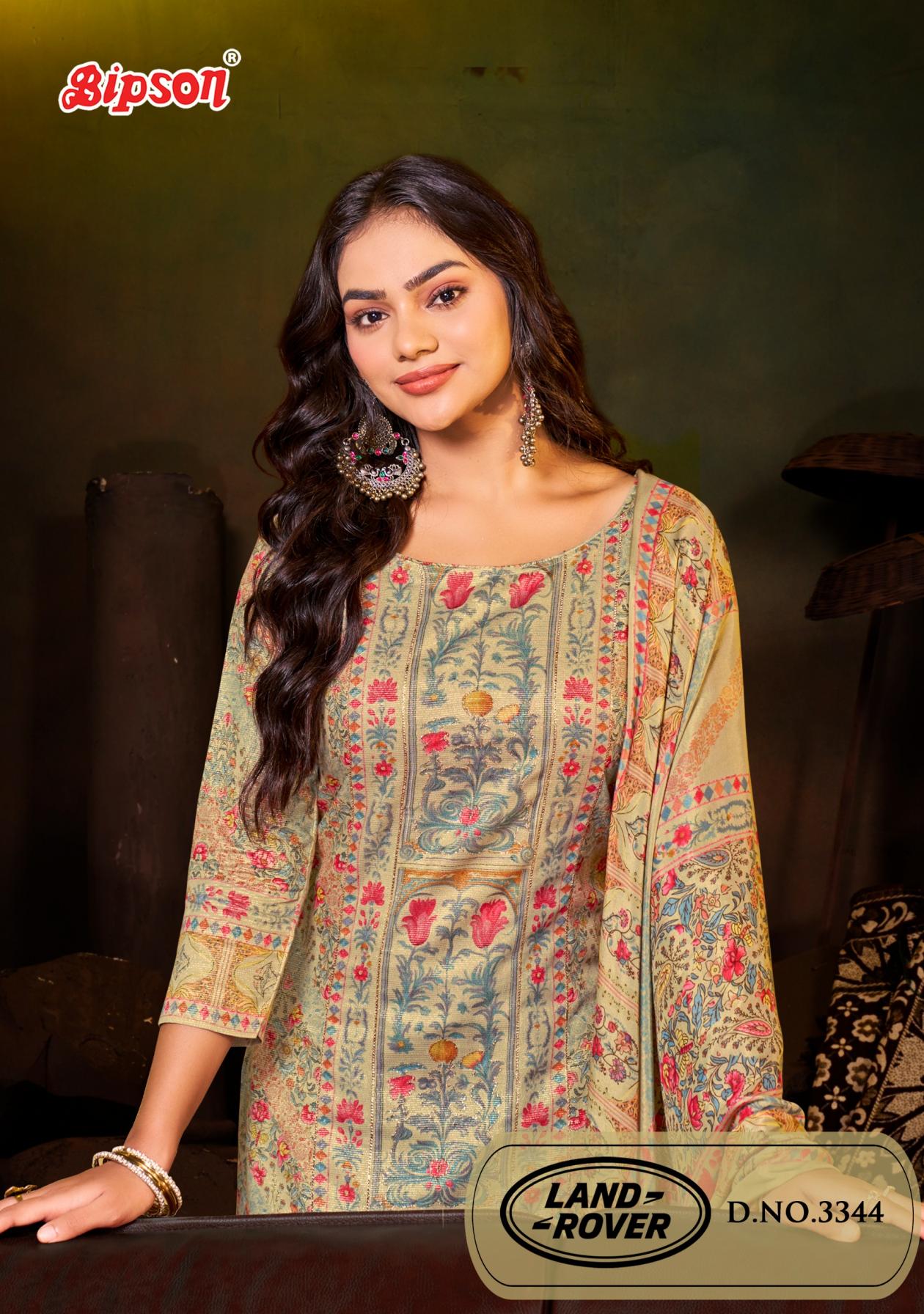 bipson prints land rover 3344 regular wear viscose simmer 3pcs dress