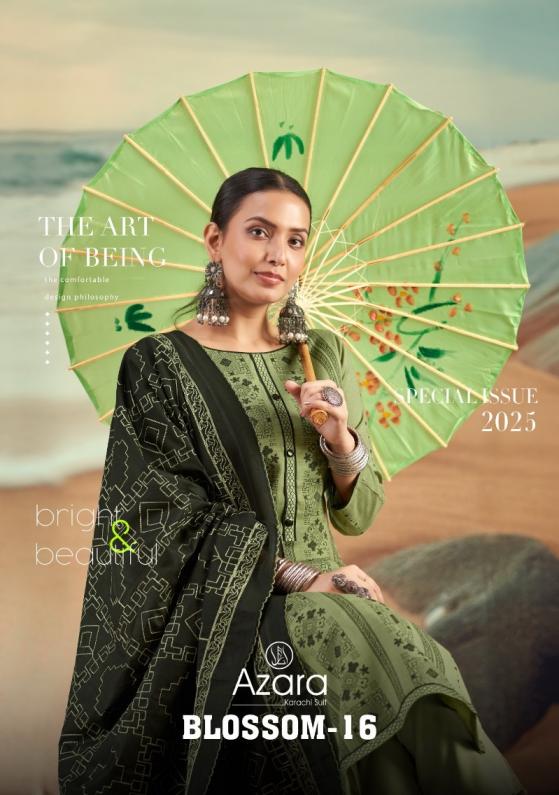 blossom vol 16 azara radhika fashion cotton amazing 3pcs dress