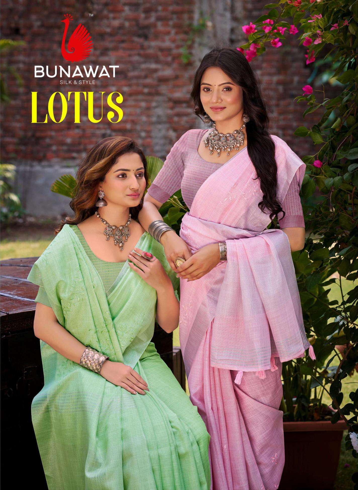 BUNAWAT - Lotus Linen Woven Work Traditional Saree