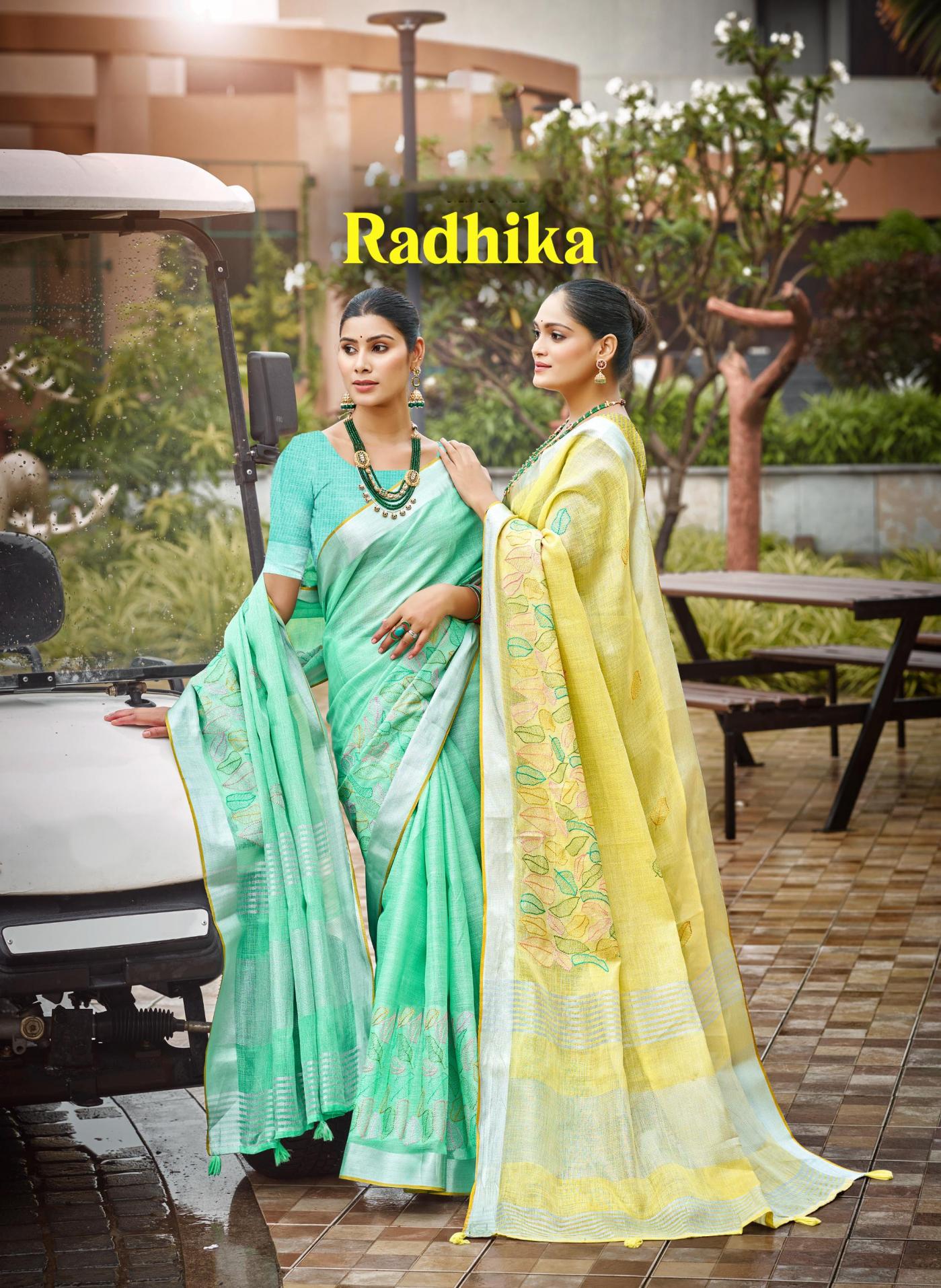 Bunawat - Radhika Sangam Prints Linen Woven Work Traditional Saree