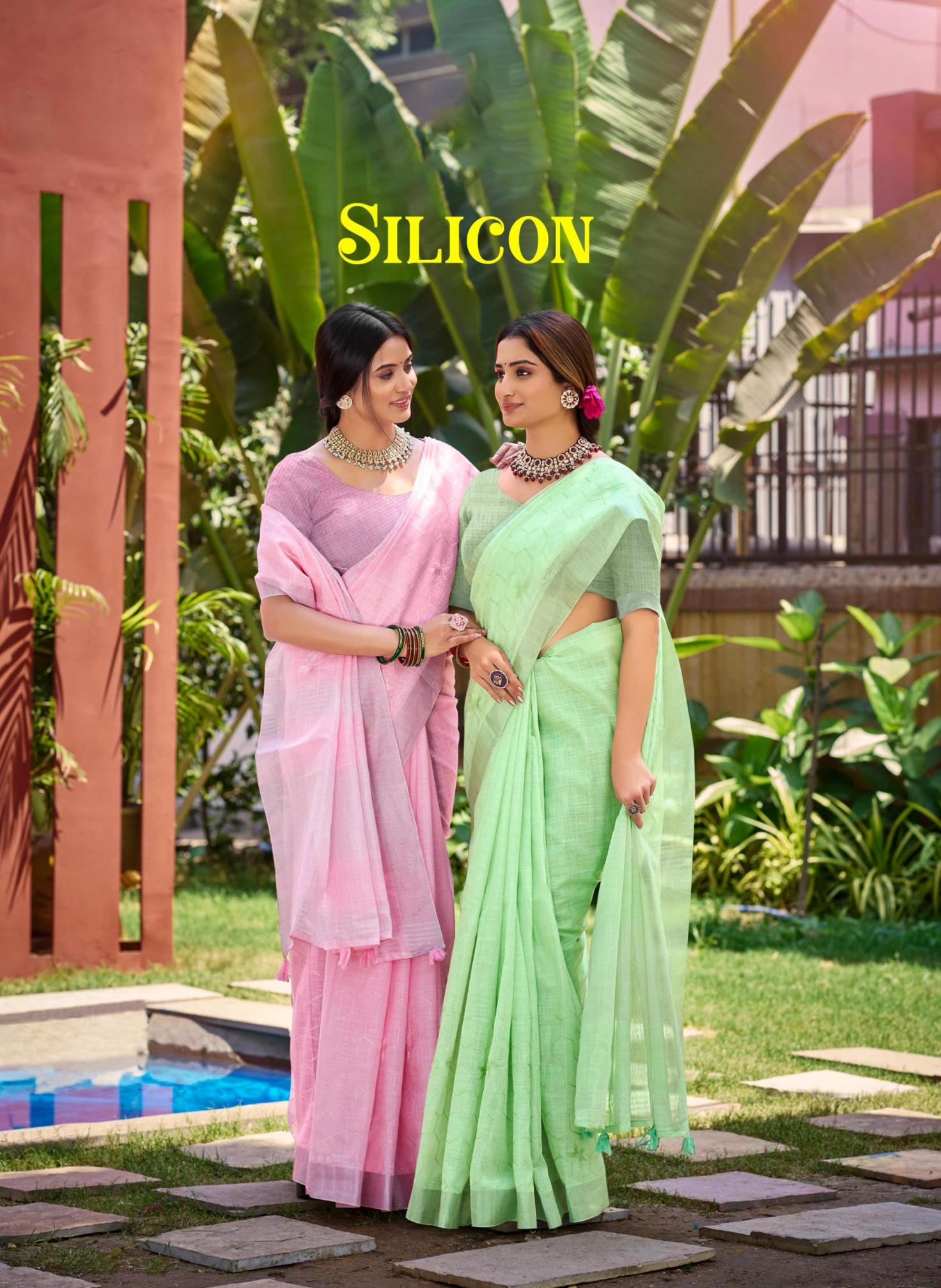 BUNAWAT - Silicon Sangam Prints LILEN Woven Work Traditional Saree