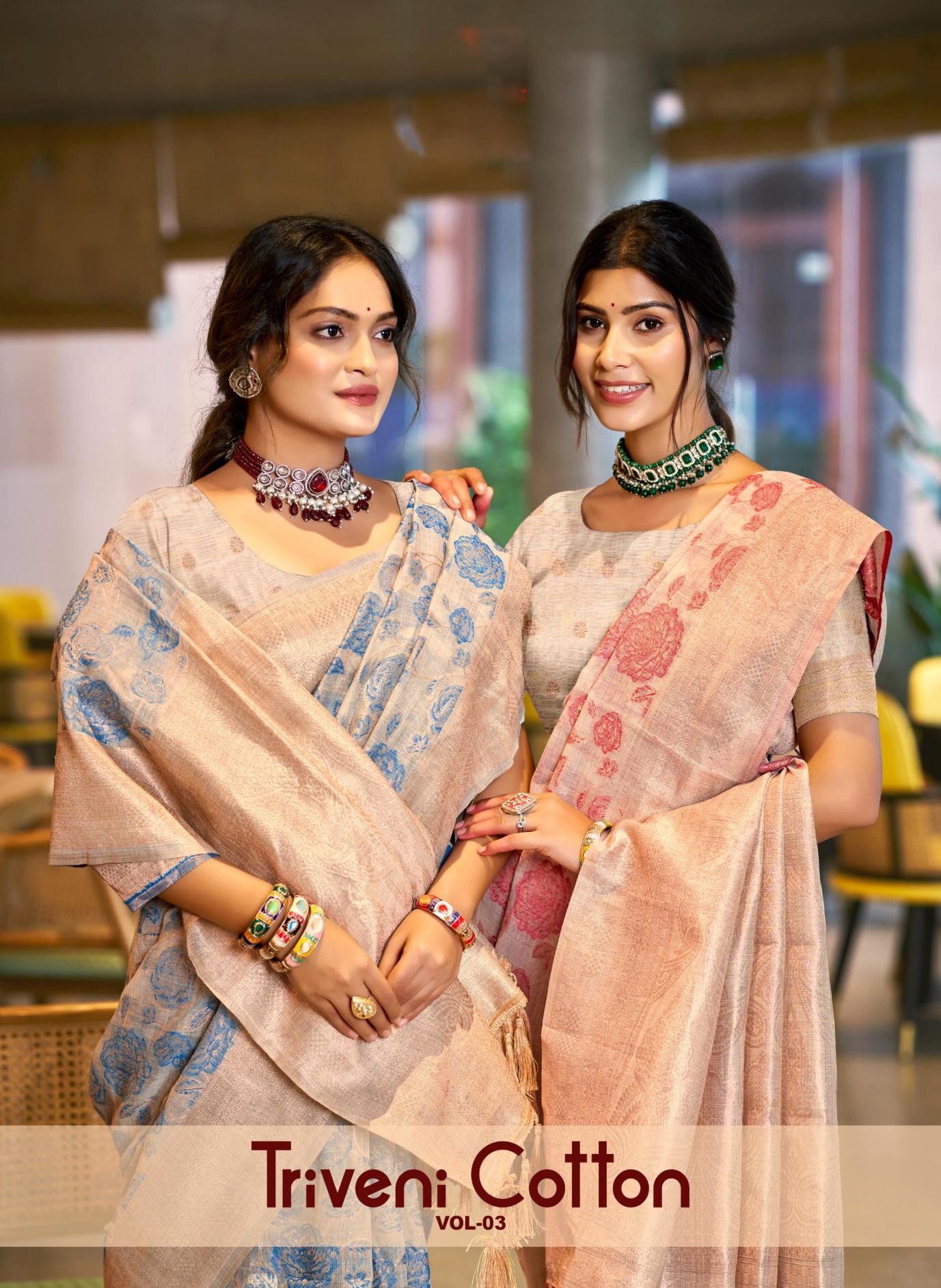 Bunawat - Triveni Cotton-03 Sangam Prints Cotton Silk Woven Work Traditional Saree