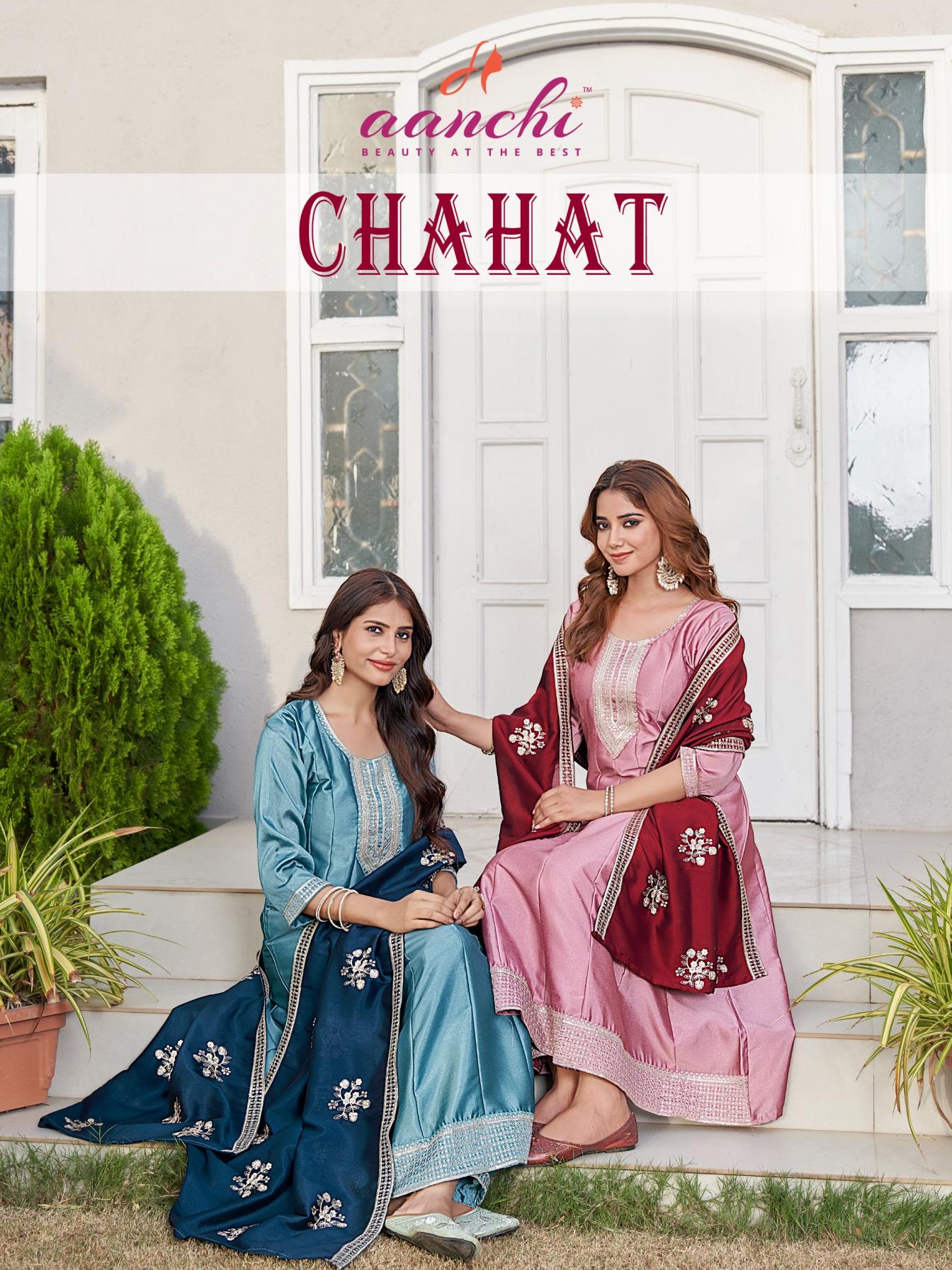 chahat by aanchi readymade crystal silk womens indian salwar kameez set
