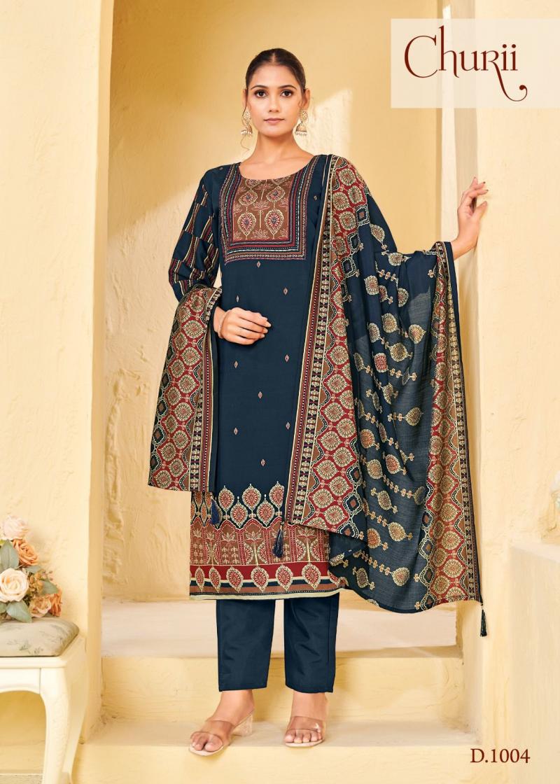 churii coral bells readymade viscose silk combo suit for women