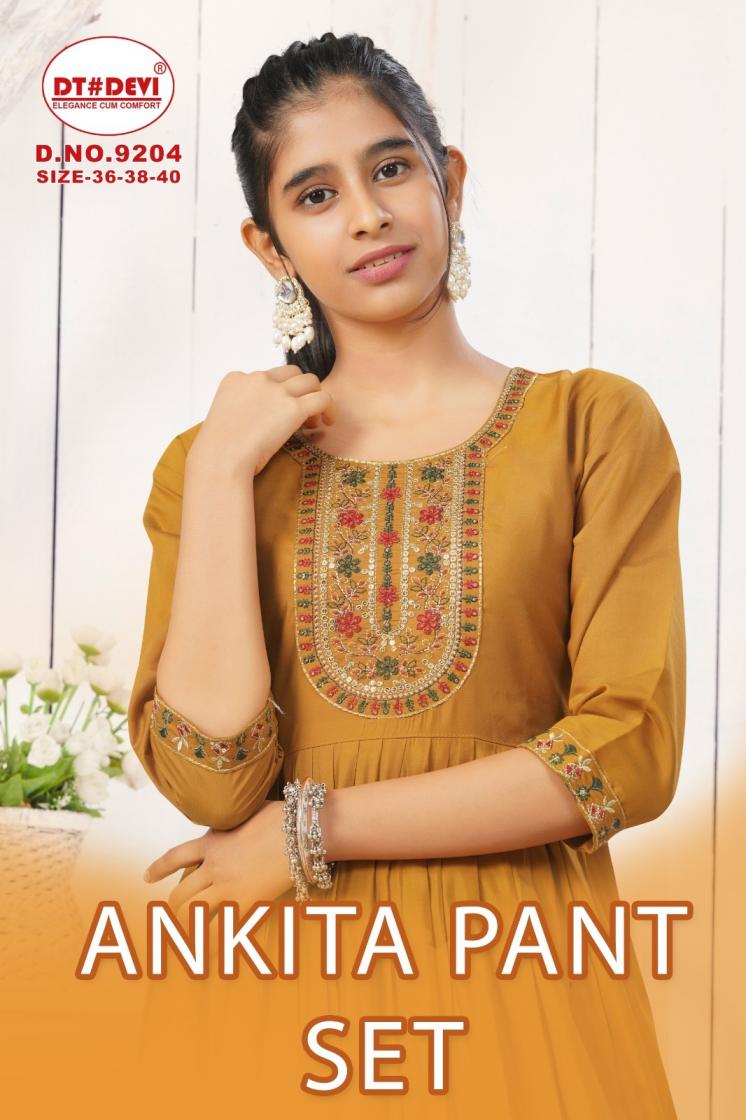 dt devi ankita 9204 readymade roman silk kids combo 3pcs dress