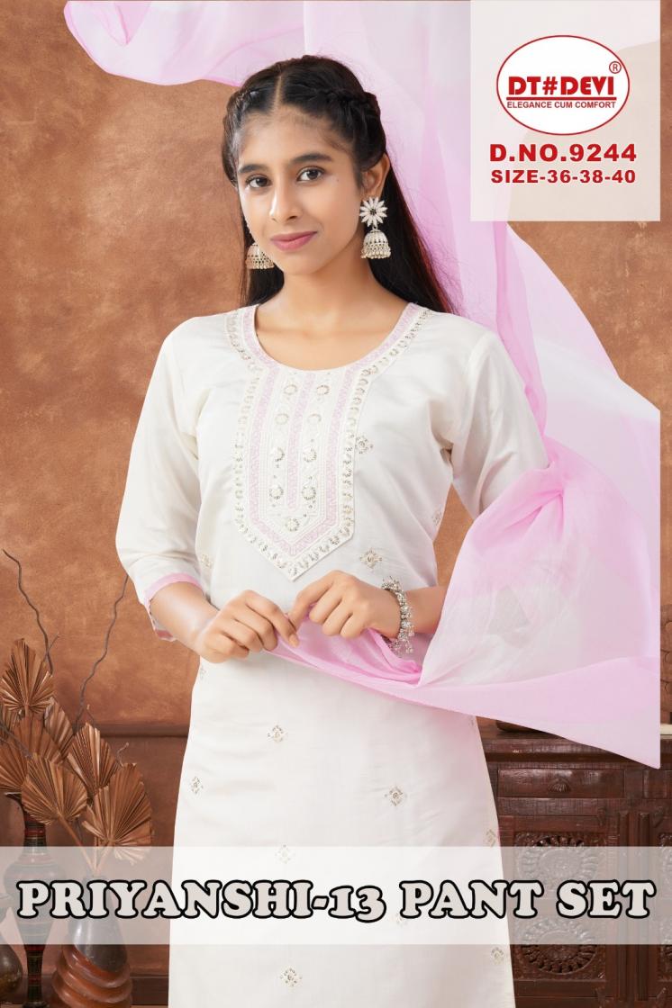 dt devi priyanshi vol 13 9244 roman silk fully stitch combo 3pcs kids dress