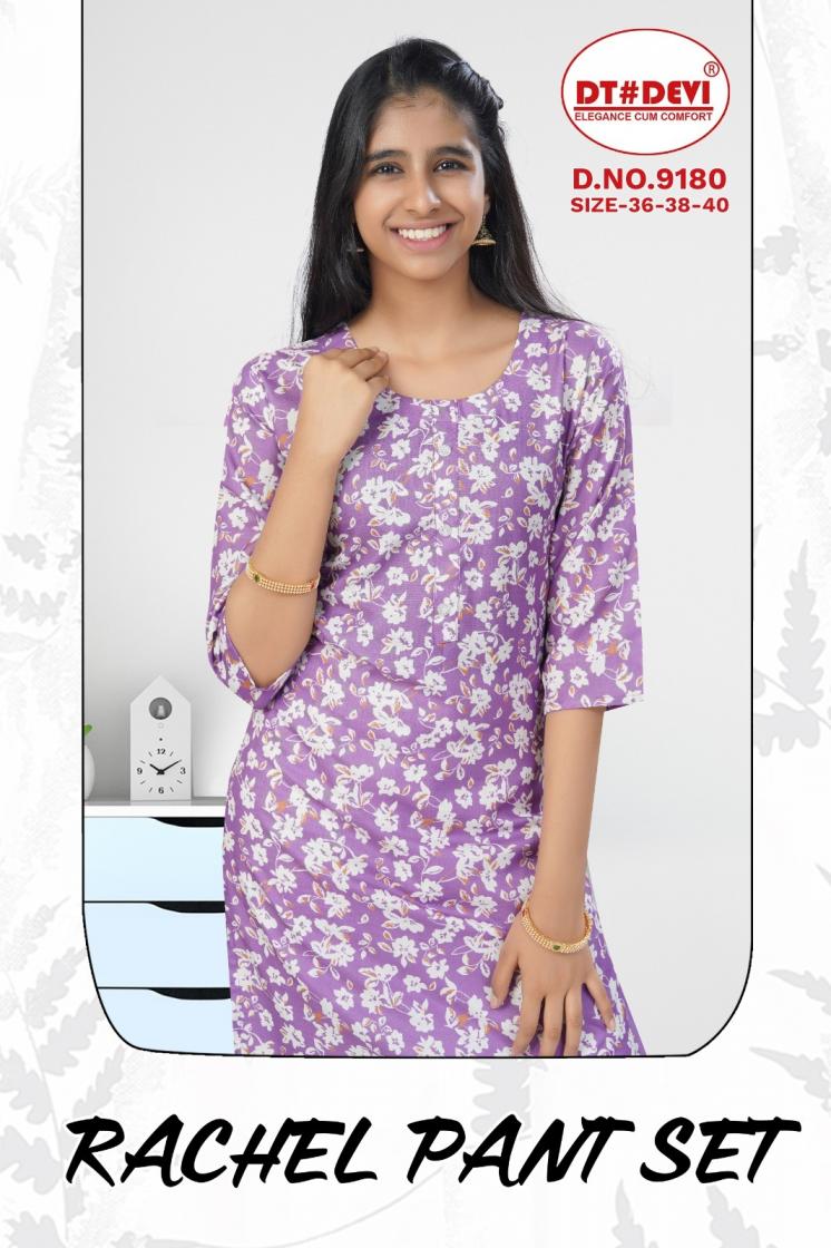 dt devi rachel pant set  9180 rayon pretty full stitch combo salwar suits 