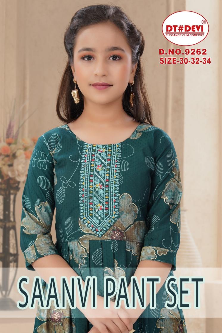 dt devi saanvi 9262 roman dobby print readymade stylish combo kids suits 