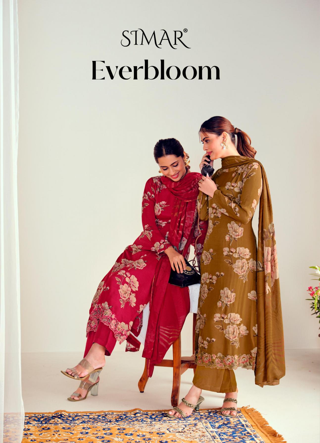 everbloom by glossy simar pretty look viscose muslin 3pcs dress 