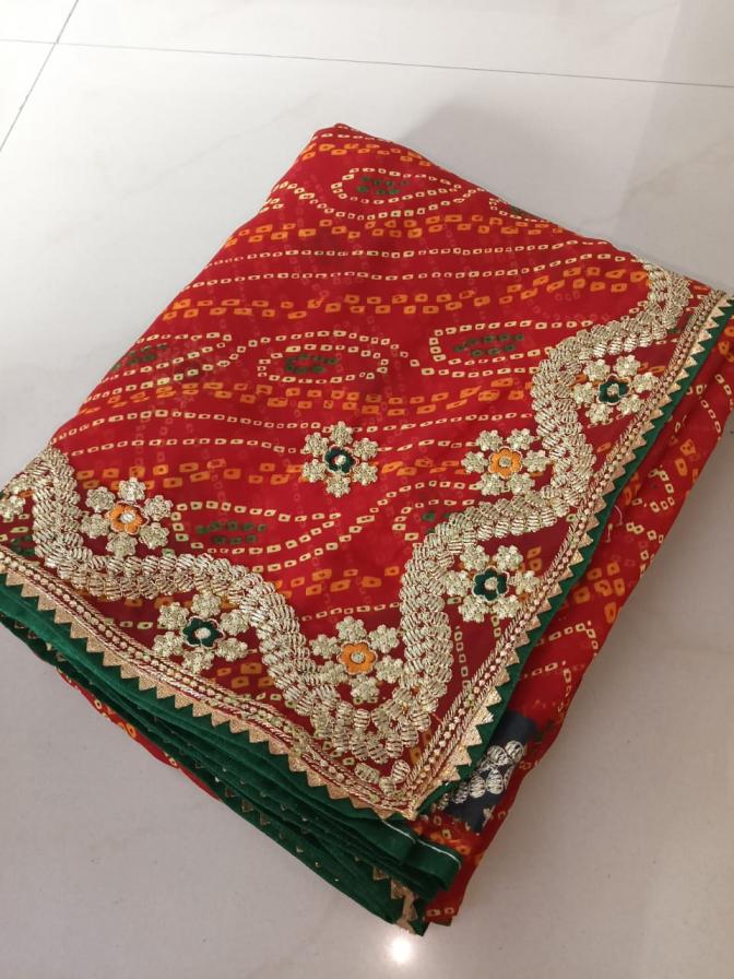 georgette shop trendy bandhani saree with blouse