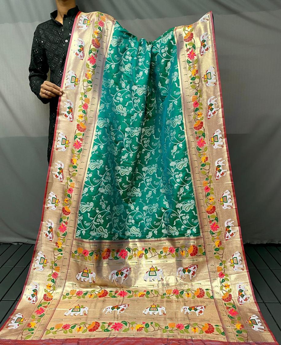 godavari lucknowi weaving with paithani patola hit design sarees 