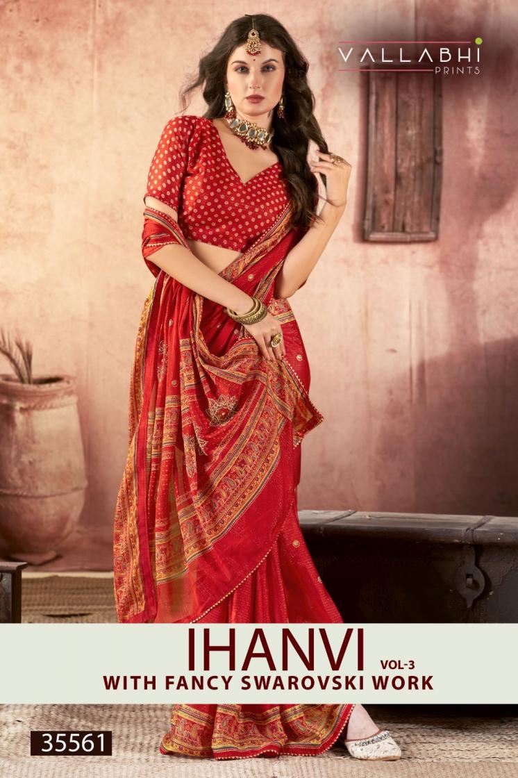 ihanvi vol 3 by vallabhi prints chiffon hit design saree supplier 