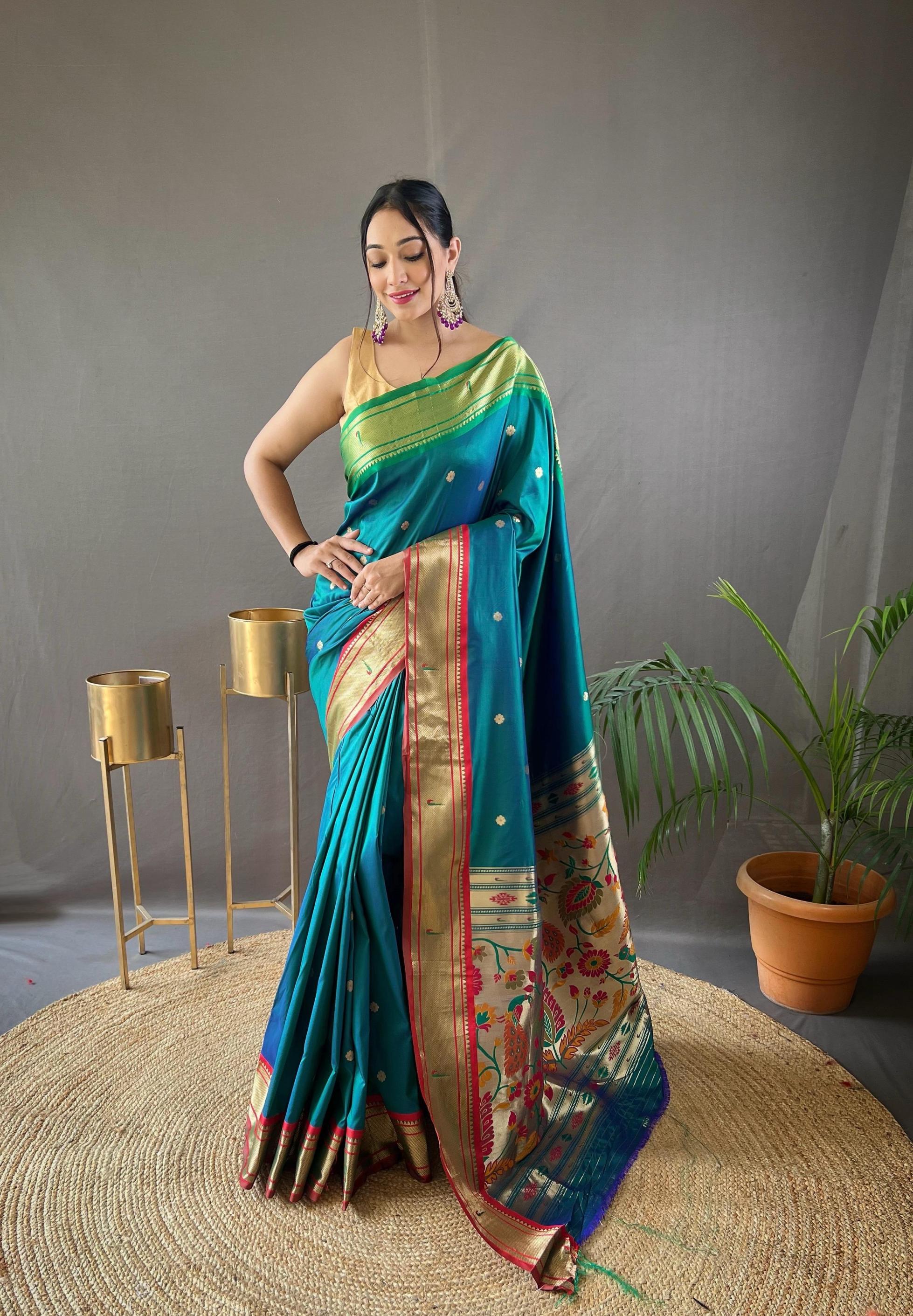kamal paithani ganga jamuna border stylish saree online 