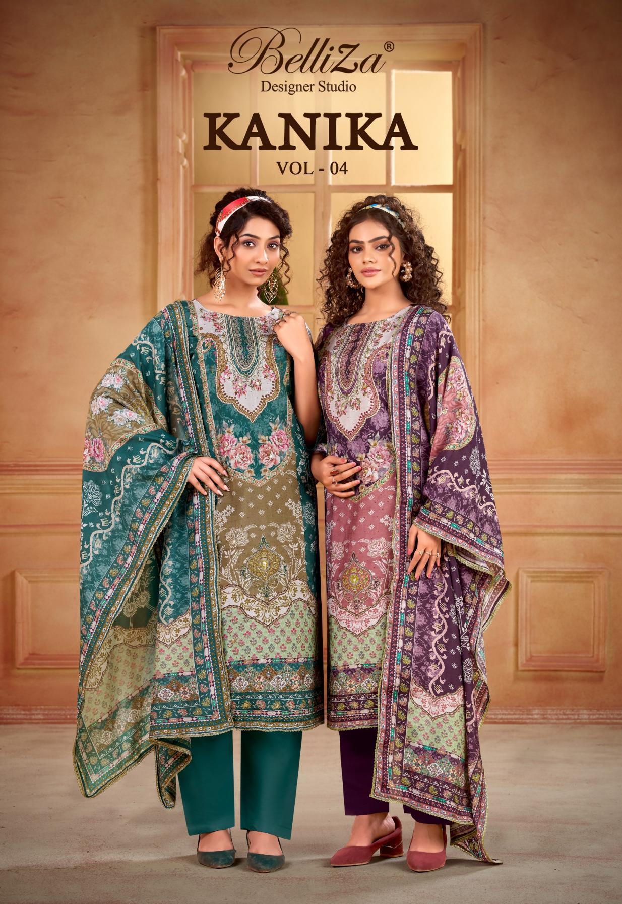 kanika vol 4 by belliza designer viscose muslin unstitch 3pcs dress