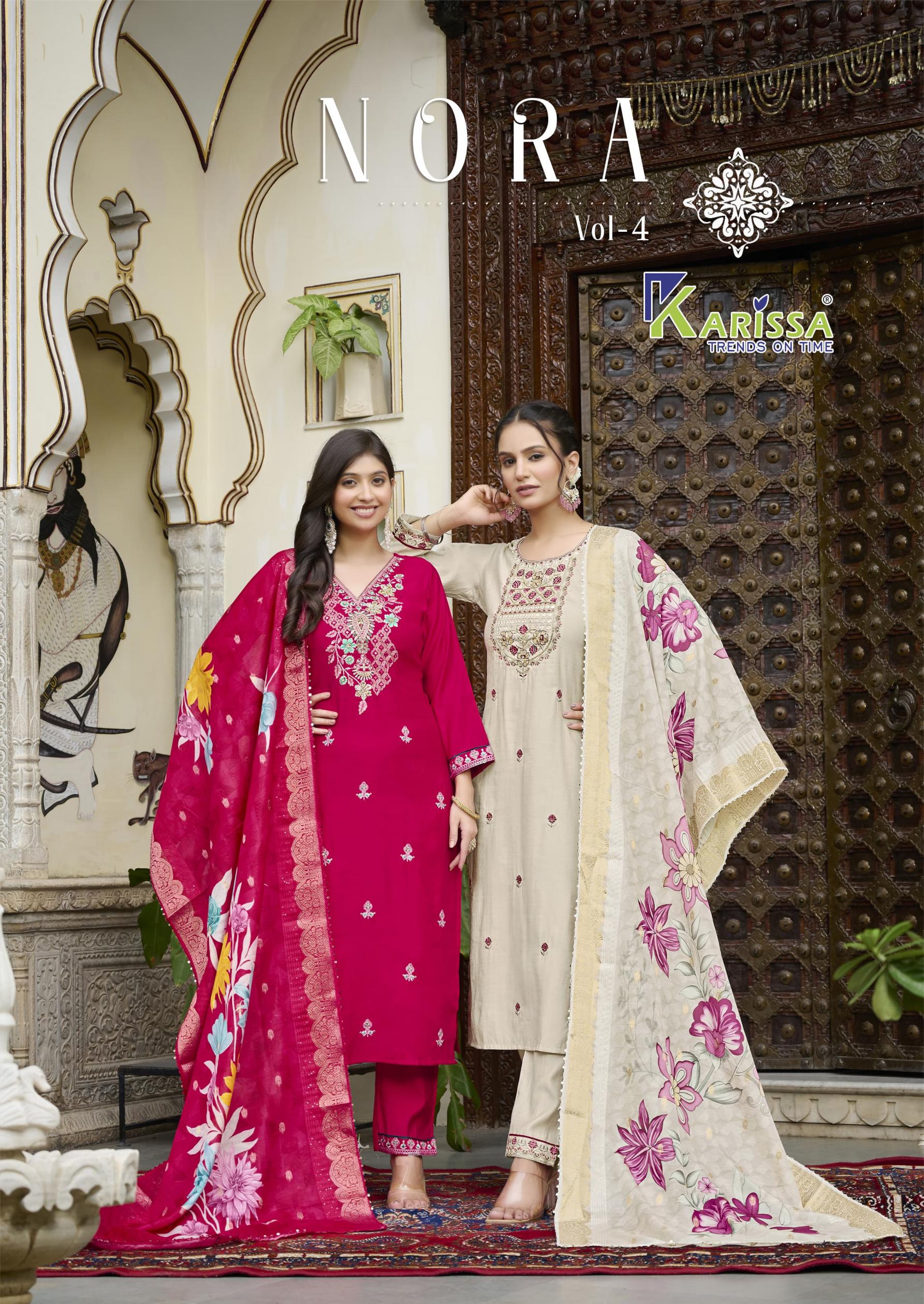 karissa nora vol 4 viscose weaving readymade classic suit for womens 