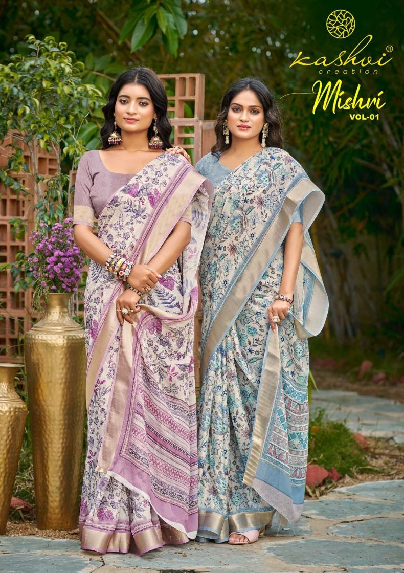 kashvi creation mishri vol 1 dull moss casual sarees 