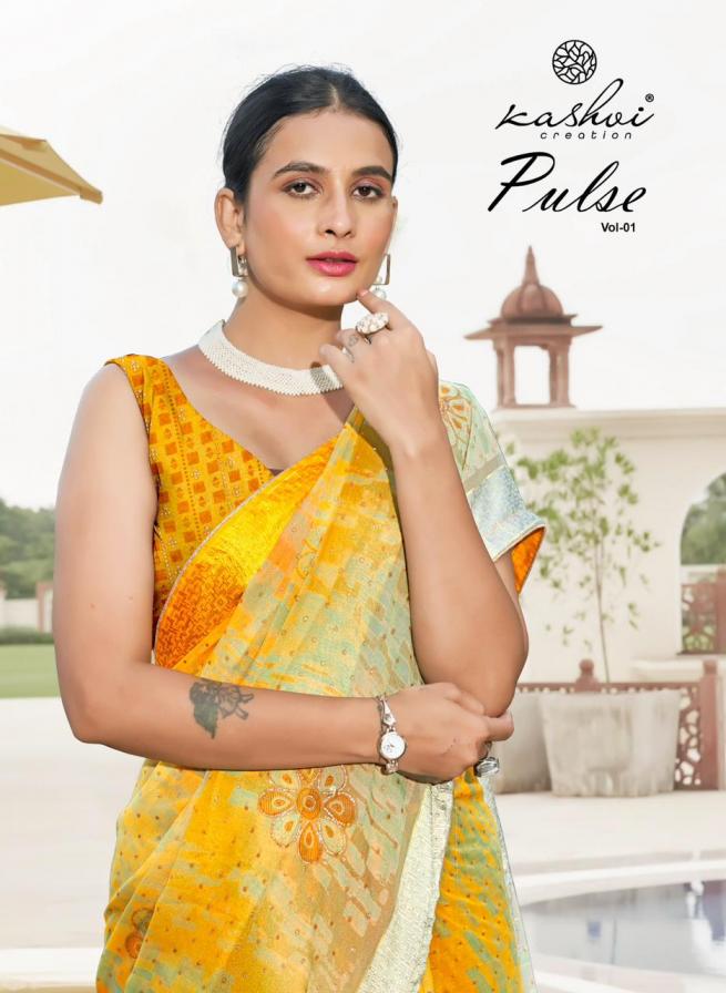 kashvi creation pulse dull moss casual saree wholesaler 