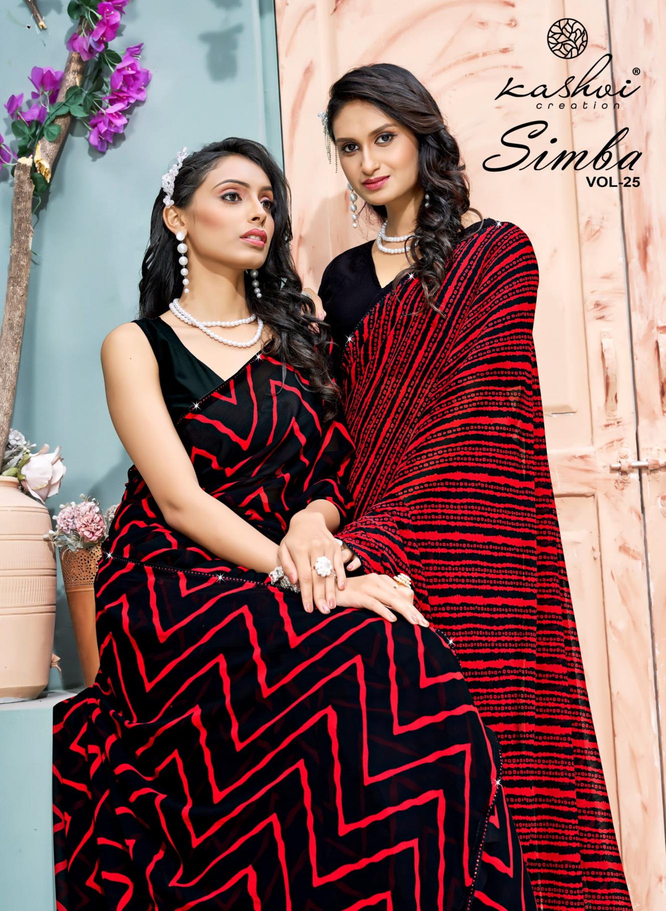 kashvi creation simba vol 25 georgette lehariya print amazing sarees 