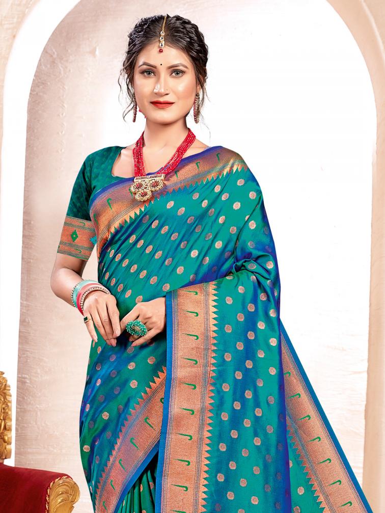 KAVITA  by astita fancy designer Paithani SILK fabric saree wholesale with Fancy latkan 