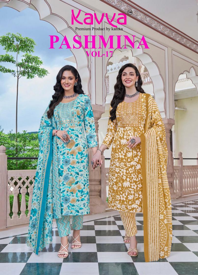kavya pashmina vol 17 malaysian cotton full stitch casual 3pcs dress