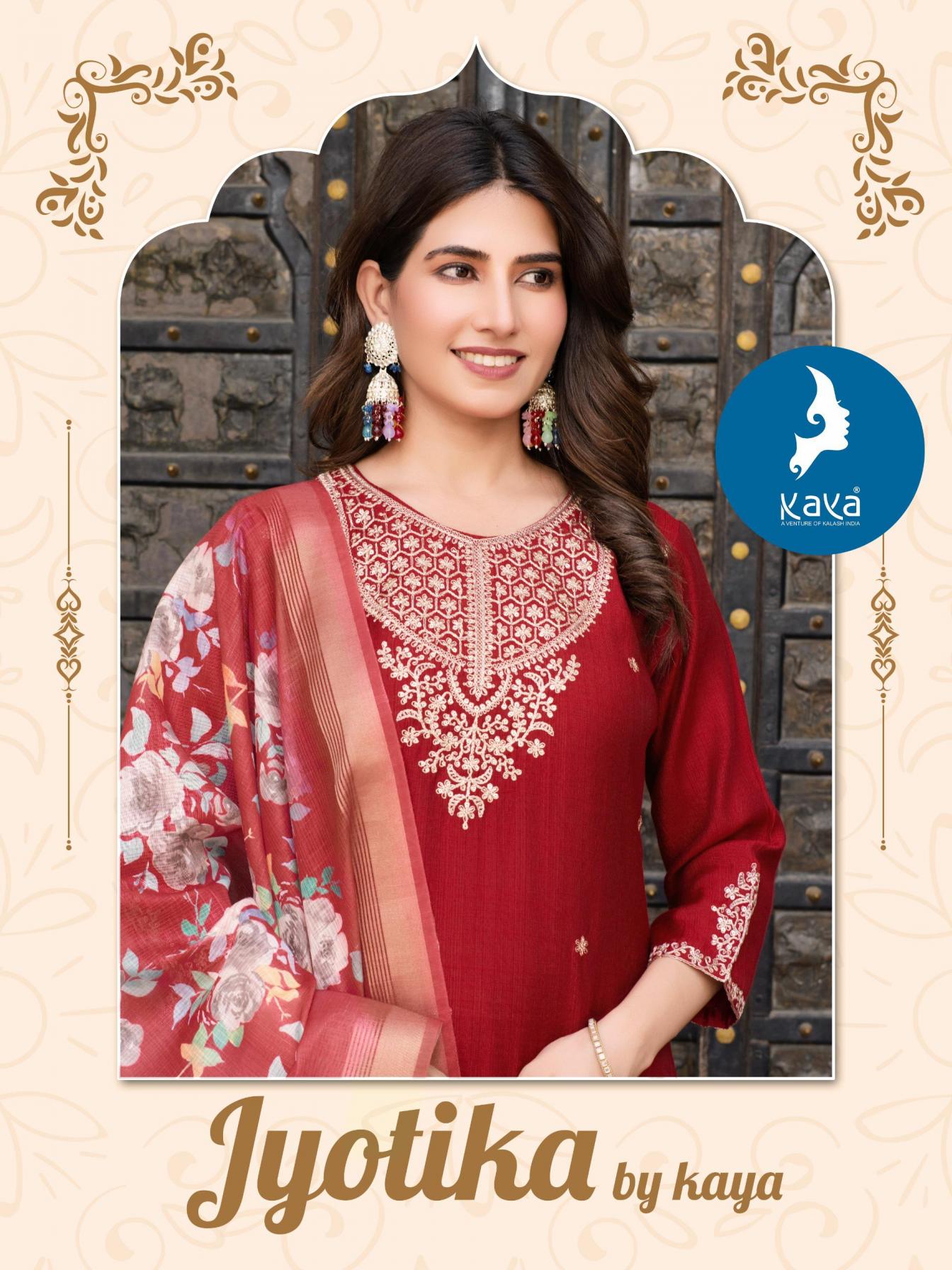 kaya jyotika vertican silk readymade unique 3pcs dress