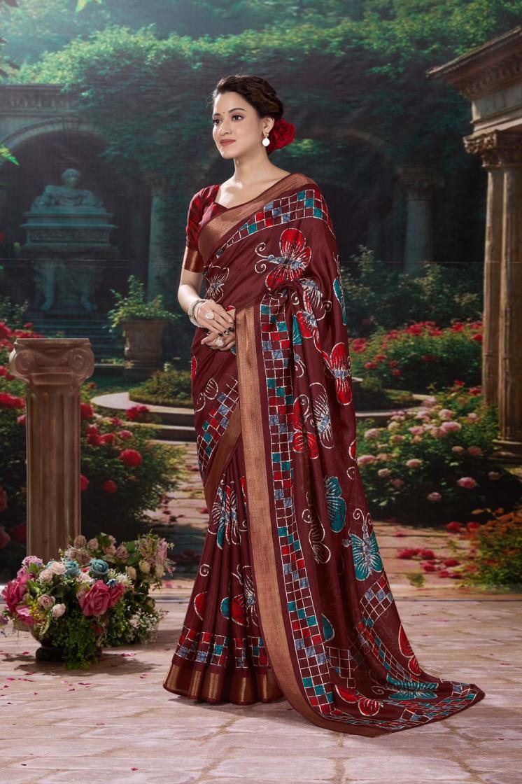 kc 566 cotton crape bagru butterfly shop trendy sarees 