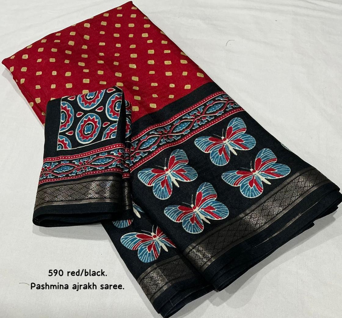 kc 590 pashmina ajrakh daily wear best wholesale rates