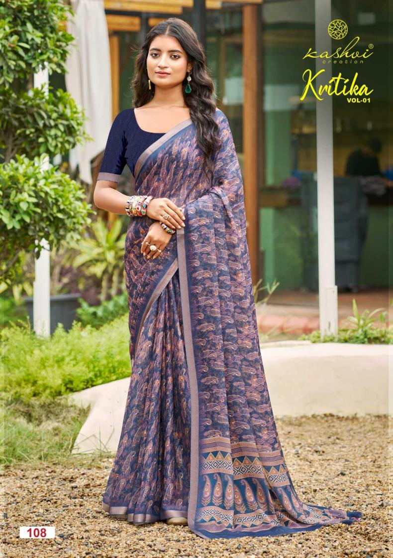 kritika by kashvi creation pretty look dull moss kasab saree online 