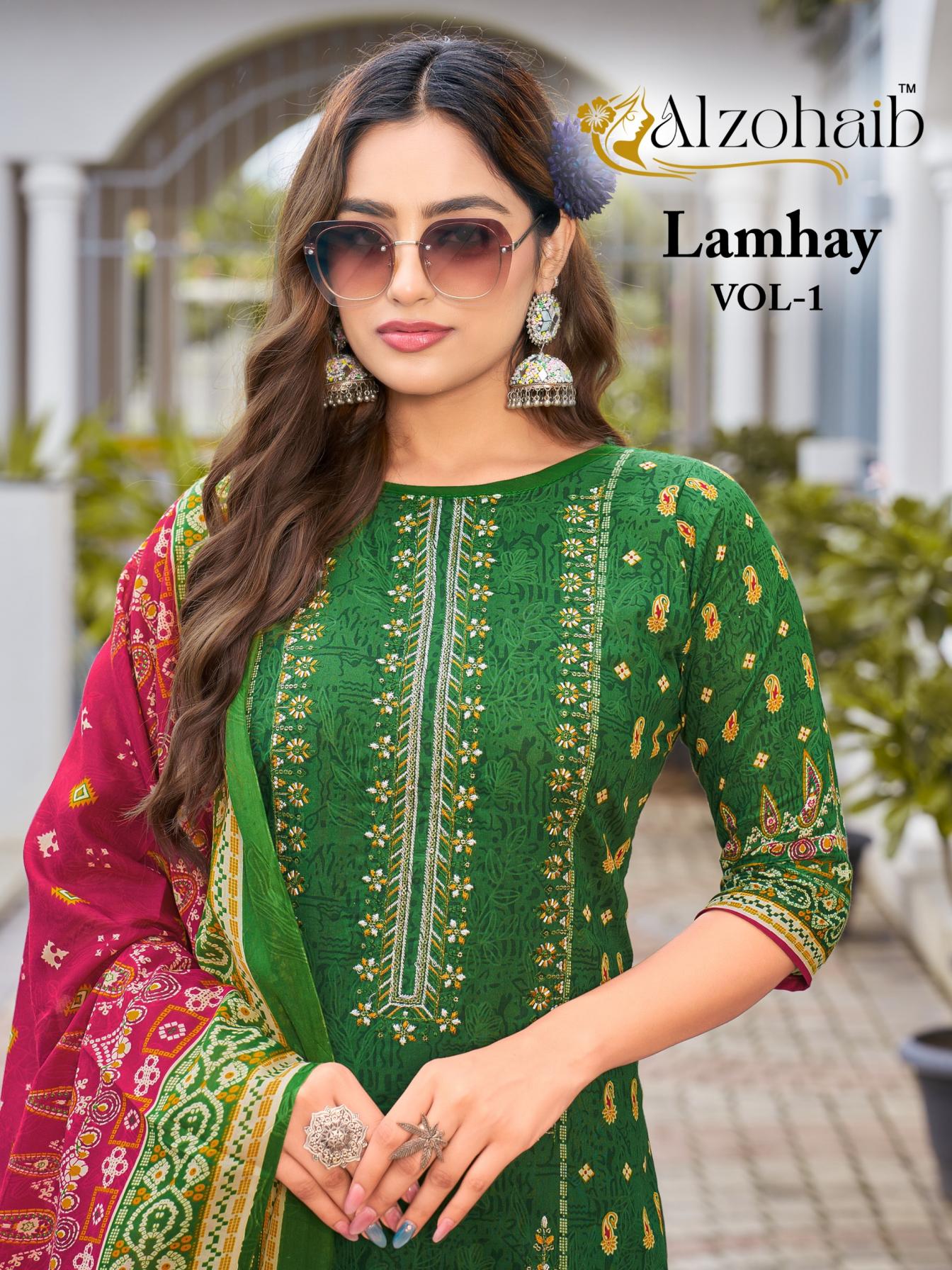 lamhay vol 1 by alzohaib cotton pakistani suits online sale
